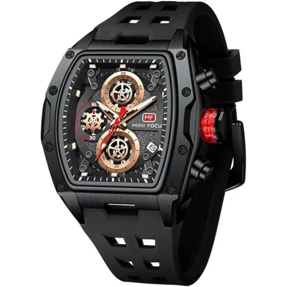 Mens Casual Wrist Watch Chronograph Waterproof Luminous Silicone Band Watch